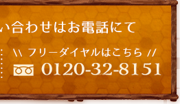 0120-32-8151（フリーダイヤル）